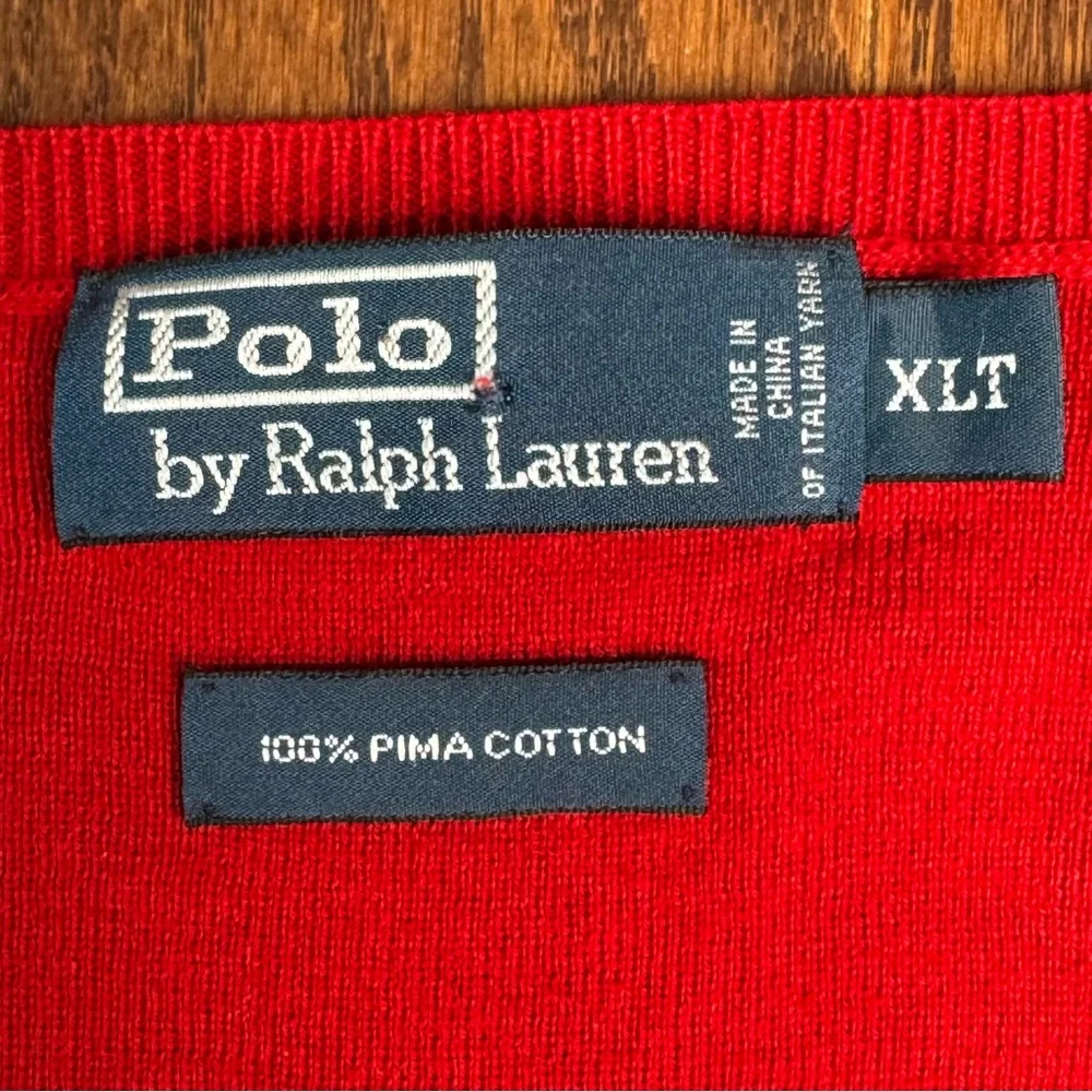Vtg 80s Polo Ralph Lauren Men's Cotton Sweater Vest XLT Christmas Red Holiday